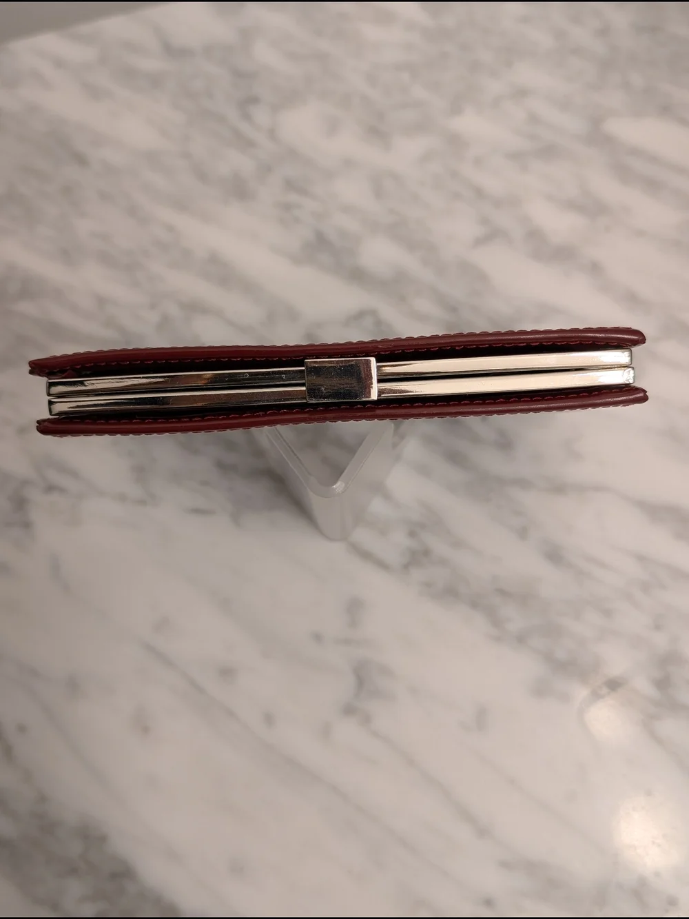 Nine West Burgundy Leather Wallet with Gold  Kisslock